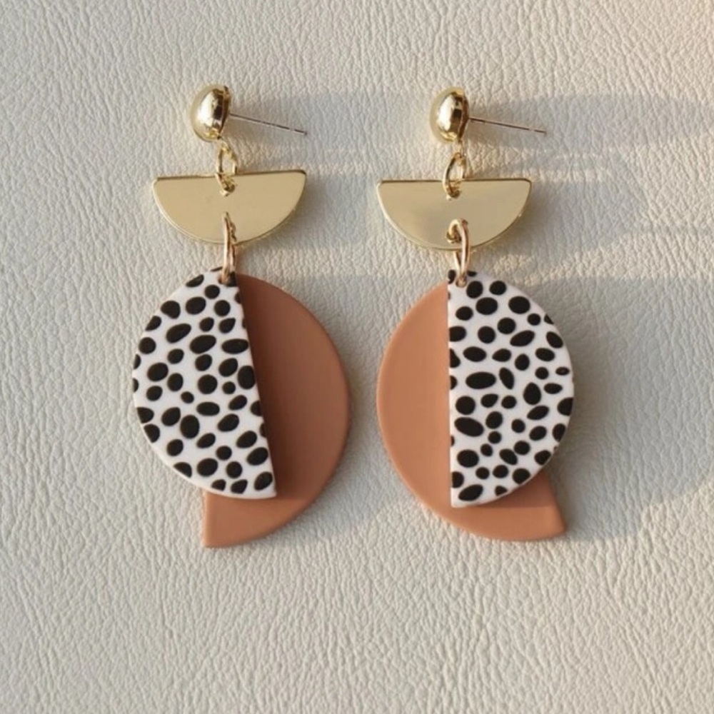 Polka Dot Blush Geometrical Acrylic Earrings